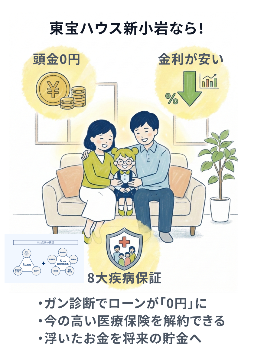 東宝ハウス新小岩なら頭金0円・金利が安い・8大疾病保証