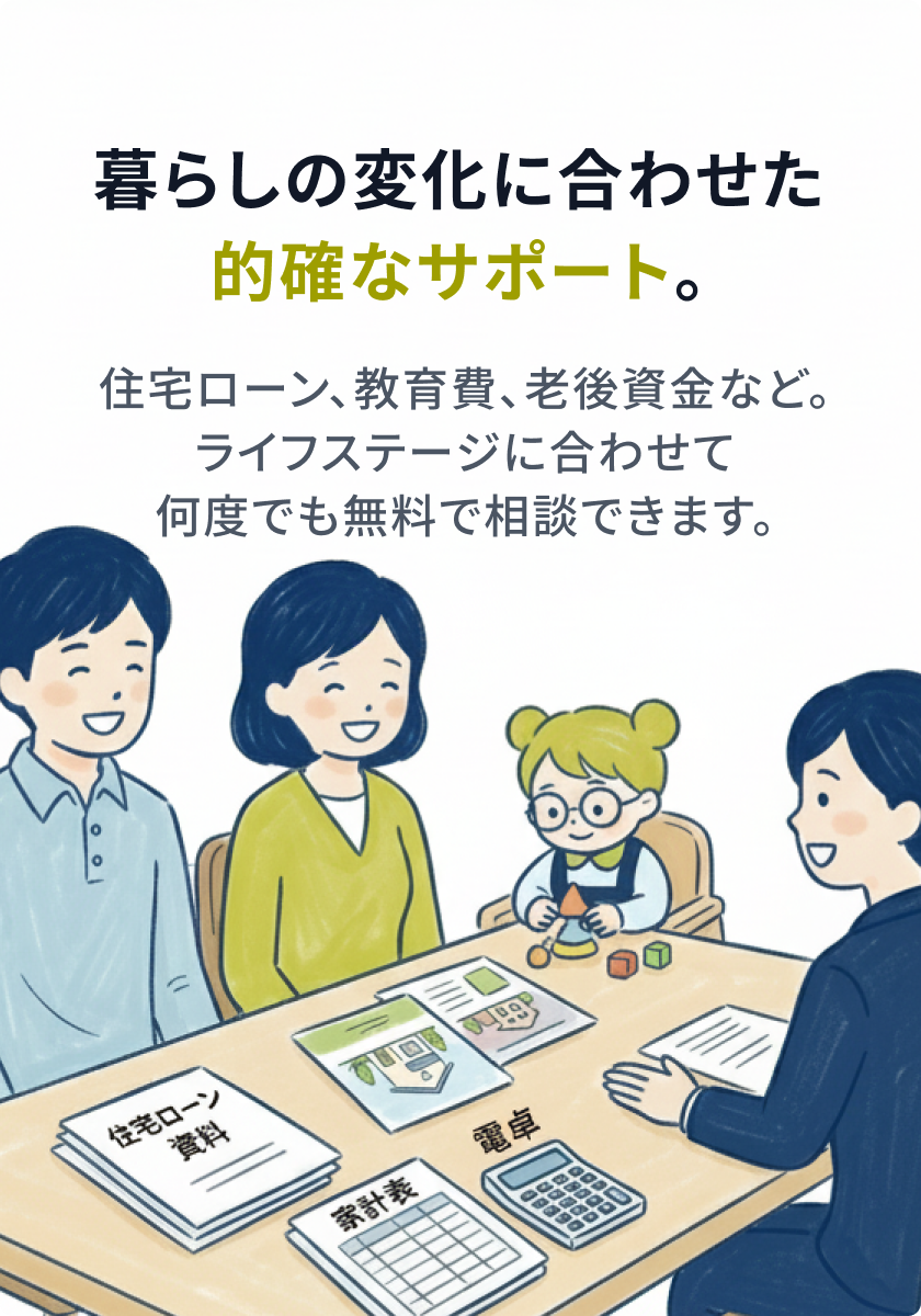 将来の「お金の不安」はすべてお任せください。