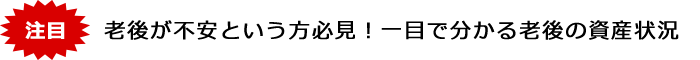 老後が不安という方必見！一目で分かる老後の資産状況